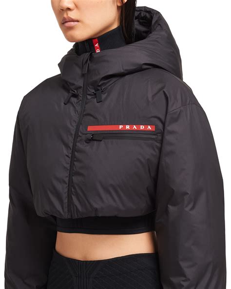 prada puffer cropped|Prada cashmere puffer jacket.